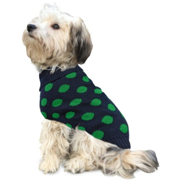 Fashion Pet Contrast Dot Dog Sweater Green - Large