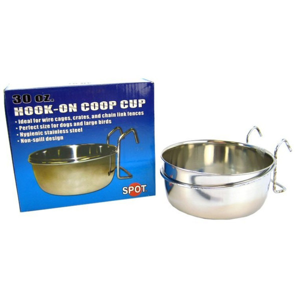 Spot Stainless Steel Hook-On Coop Cup - 30 oz (6.5in. Diameter)
