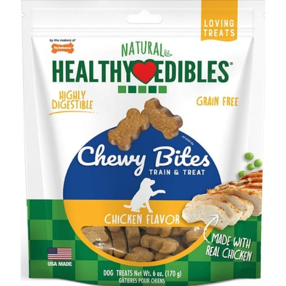 Nylabone Natural Healthy Edibles Chicken Chewy Bites Dog Treats - 6 oz