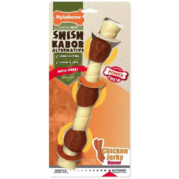 Nylabone Power Chew Shish Kabob Mess Free Nylon Chew Toy Chicken Jerky Flavor Souper - 1 count