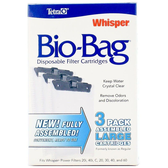 Tetra Bio-Bag Disposable Filter Cartridges - Large - For Whisper 20i, 40i, C, 20, 30, 40 & 60 Power Filters (3 Pack)