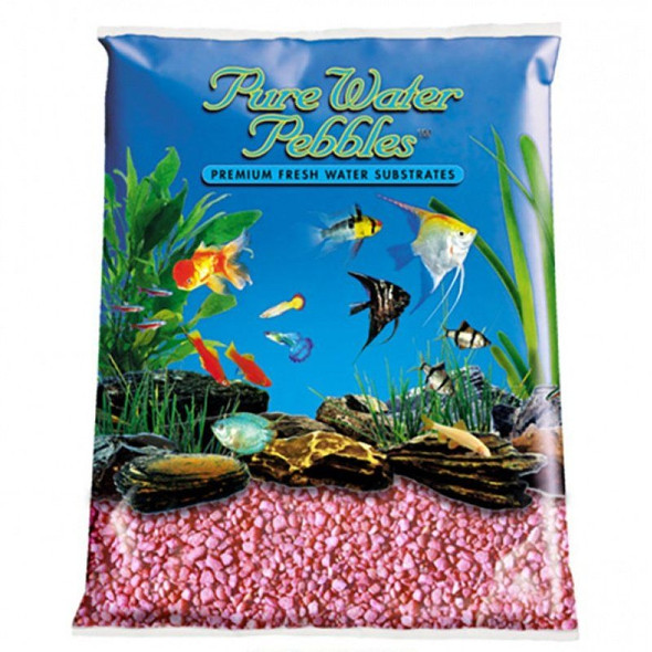 Pure Water Pebbles Aquarium Gravel - Neon Pink - 5 lbs (3.1-6.3 mm Grain)