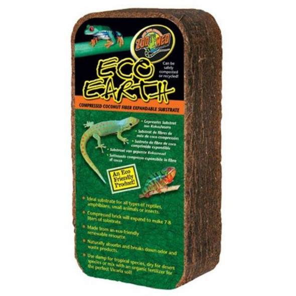 Zoo Med Eco Earth Compressed Coconut Fiber Expandable Substrate - 1 Pack (Makes 7-8 Liters)