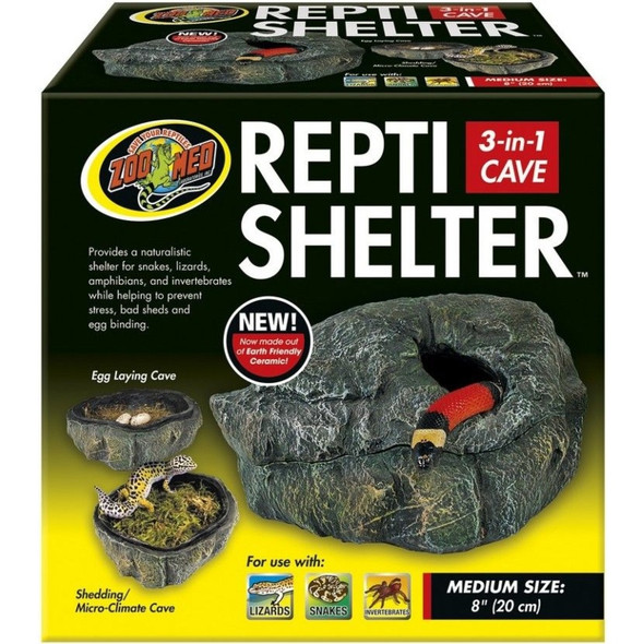 Zoo Med Repti Shelter 3 in 1 Cave - Medium - 8" Diameter