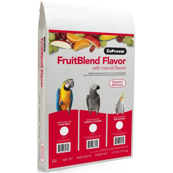 ZuPreem FruitBlend Flavor Bird Food for Parrots & Conures - 17.5 lbs