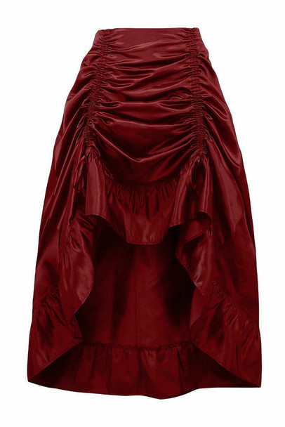 Shop Daisy Corsets Lingerie & Outerwear Corsetry-Wine Satin Hi Low Ruched Ruffle Skirt