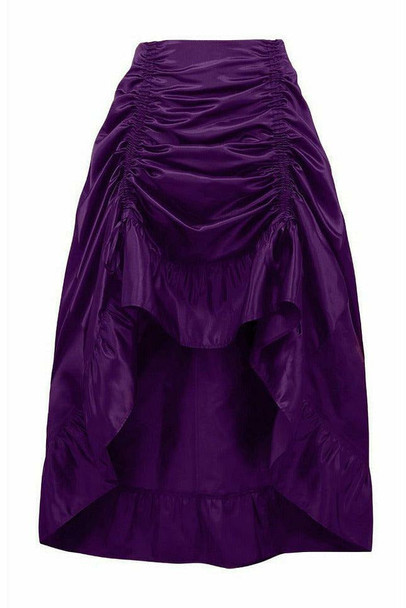 Shop Daisy Corsets Lingerie & Outerwear Corsetry-Plum Satin Hi Low Ruched Ruffle Skirt