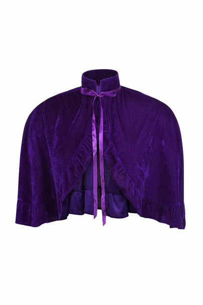 Shop Daisy Corsets Lingerie & Outerwear Corsetry-Dark Purple Velvet Ruffle Cape