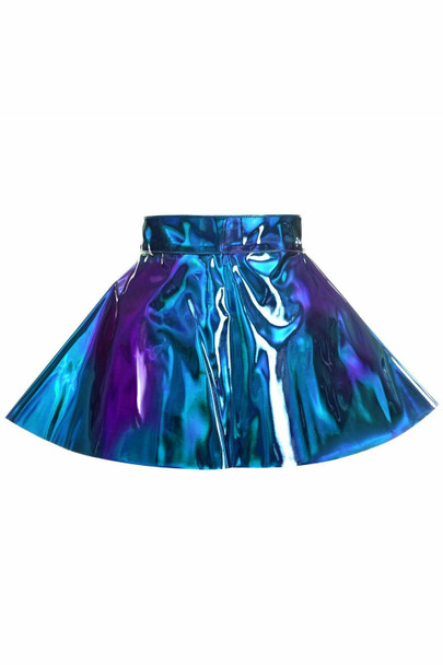 Shop Daisy Corsets Lingerie & Outerwear Corsetry-Blue/Teal Holo Skater Skirt