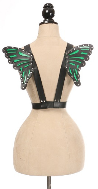 Shop Daisy Corsets Lingerie & Outerwear Corsetry-Black/Green Vegan Leather Butterfly Wings