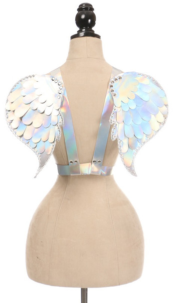 Shop Daisy Corsets Lingerie & Outerwear Corsetry-Silver Holo Angel Wing Harness