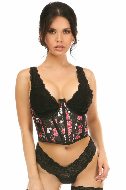 Shop Daisy Corsets Lingerie & Outerwear Corsetry-Lavish Floral Satin Open Cup Waist Cincher