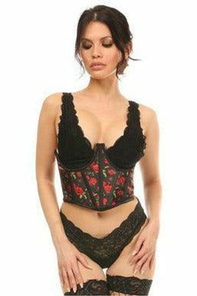 Shop Daisy Corsets Lingerie & Outerwear Corsetry-Lavish Red Roses Satin Open Cup Waist Cincher