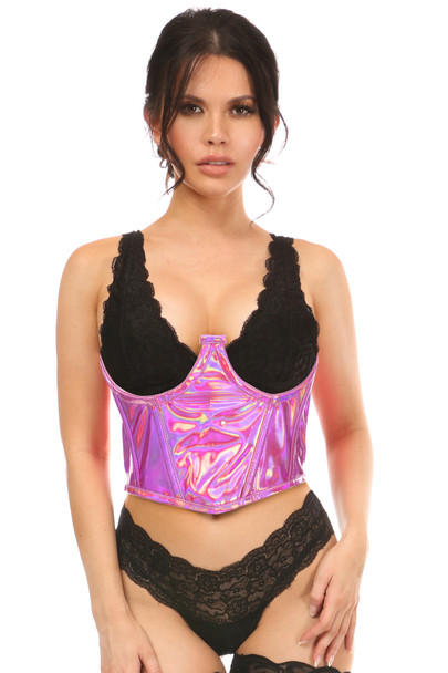 Shop Daisy Corsets Lingerie & Outerwear Corsetry-Lavish Fuchsia Holo Open Cup UnderWire Waist Cincher