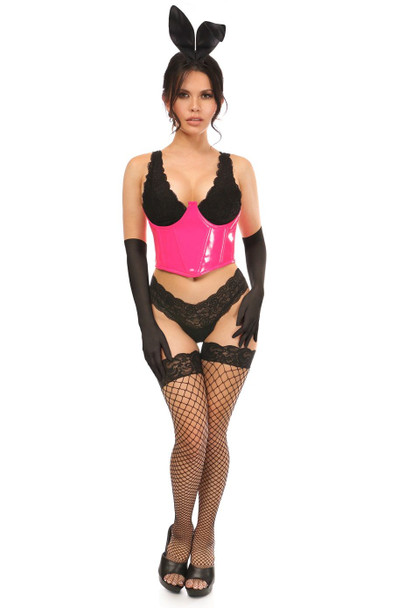 Shop Daisy Corsets Lingerie & Outerwear Corsetry-Lavish 4-Piece Pink PVC Bunny Corset Costume