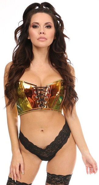 Shop Daisy Corsets Lingerie & Outerwear Corsetry-Lavish Sunset Holo Lace-Up Short Bustier Top