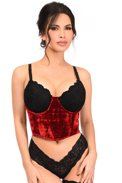 Shop Daisy Corsets Lingerie & Outerwear Corsetry-Lavish Red Velvet UnderWire Waist Cincher Corset