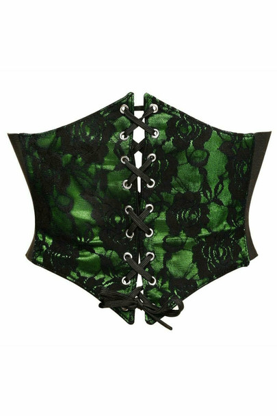 Shop Daisy Corsets Lingerie & Outerwear Corsetry-Lavish Green With Black Lace Overlay Corset Belt Cincher