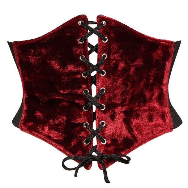 Shop Daisy Corsets Lingerie & Outerwear Corsetry-Lavish Dark Red Crushed Velvet Corset Belt Cincher