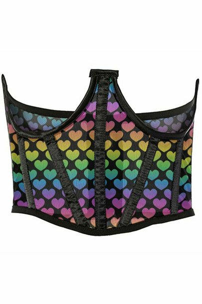 Shop Daisy Corsets Lingerie & Outerwear Corsetry-Lavish Rainbow Hearts Mesh Open Cup Waist Cincher