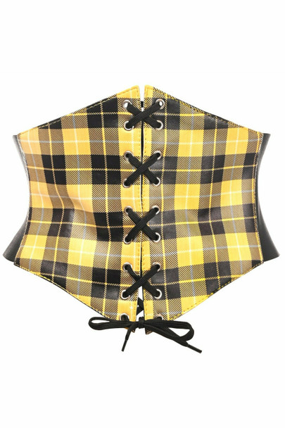 Shop Daisy Corsets Lingerie & Outerwear Corsetry-Lavish Yellow Plaid Lace-Up Corset Belt Cincher