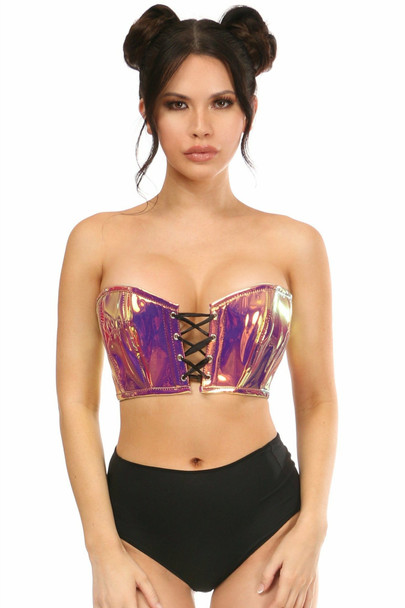 Shop Daisy Corsets Lingerie & Outerwear Corsetry-Lavish Rainbow Gold Holo Lace-Up Bustier Top