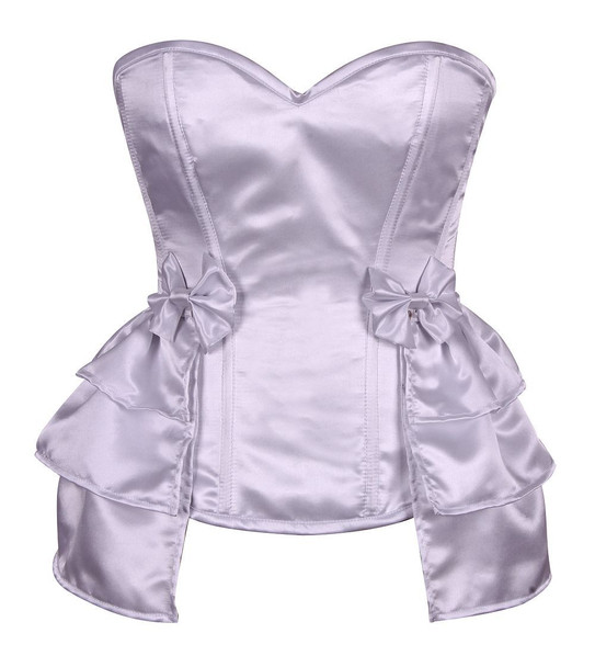 Shop Daisy Corsets Lingerie & Outerwear Corsetry-Lavish Plus Size White Satin Corset With Removable Snap On Skirt