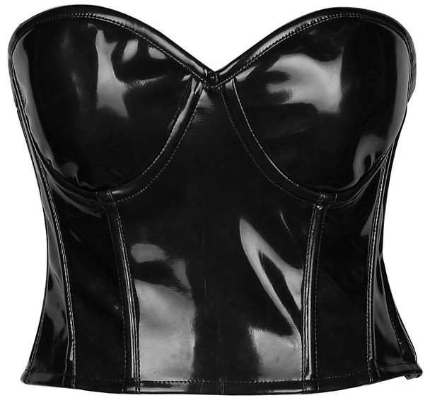 Shop Daisy Corsets Lingerie & Outerwear Corsetry-Lavish Black Patent PVC UnderWire Bustier