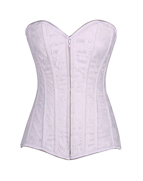 Shop Daisy Corsets Lingerie & Outerwear Corsetry-Lavish White Lace OverBust Corset With Zipper