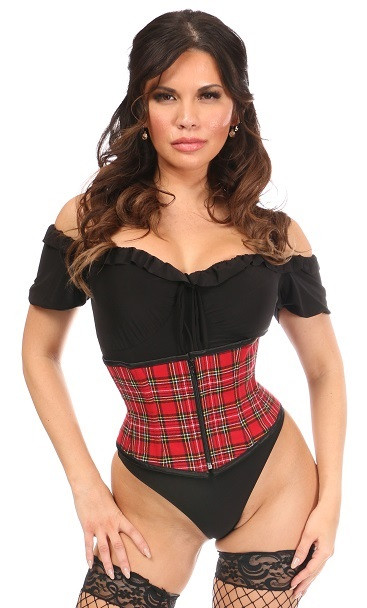 Shop Daisy Corsets Lingerie & Outerwear Corsetry-Lavish Red Plaid Mini Cincher