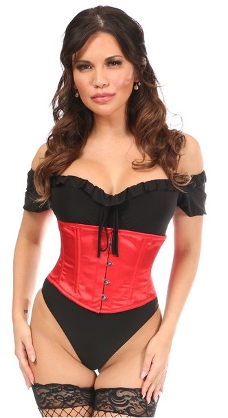 Shop Daisy Corsets Lingerie & Outerwear Corsetry-Lavish Red Satin Mini Cincher