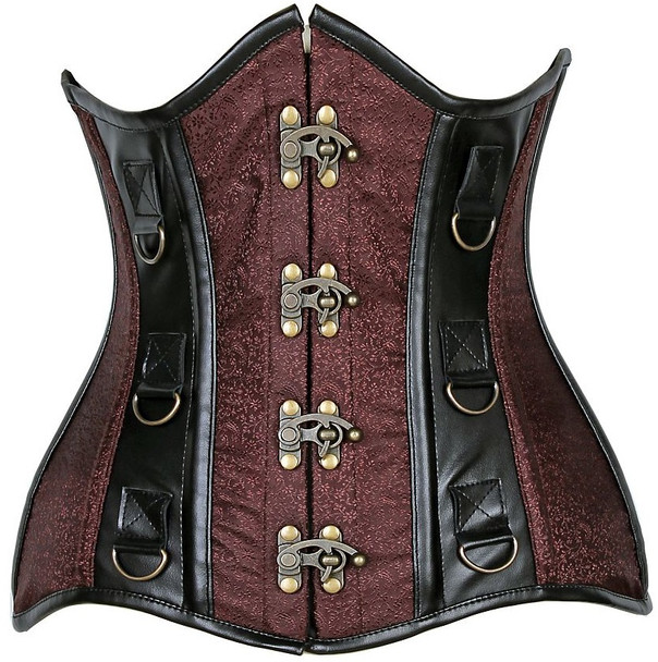 Shop Daisy Corsets Lingerie & Outerwear Corsetry-Top Drawer Curvy Brocade & Faux Leather Steel Boned UnderBust Corset