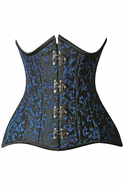 Shop Daisy Corsets Lingerie & Outerwear Corsetry-Top Drawer Curvy Blue Brocade Double Steel Boned UnderBust Corset