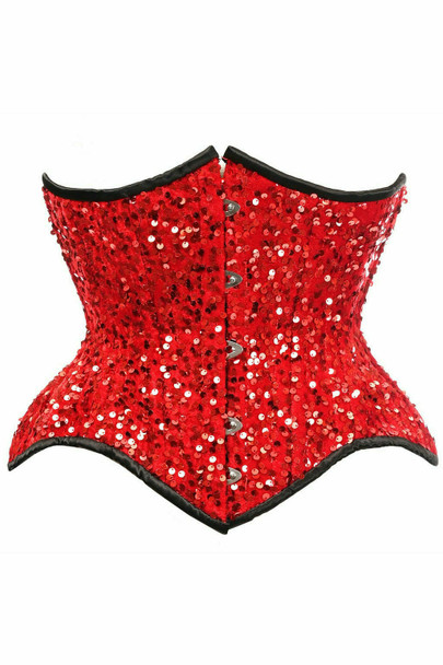 Shop Daisy Corsets Lingerie & Outerwear Corsetry-Top Drawer Red Sequin Curvy Cut Waist Cincher Corset