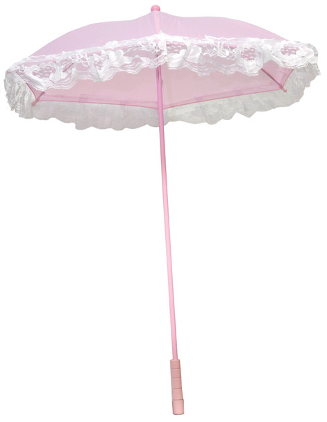 Women's 25" Nylon Parasol With Ruffle Pink