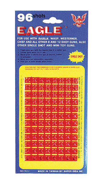 Single Shot Caps-96 Per Card Adult