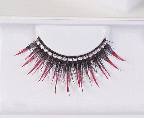 Women's Eyelashes Black With Red Rhinestone