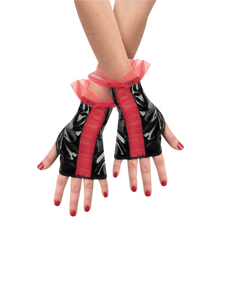 Red & Black Ruched Glovettes Child