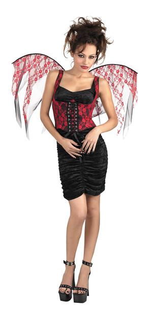 Women's Red Wings Black Lace Corset