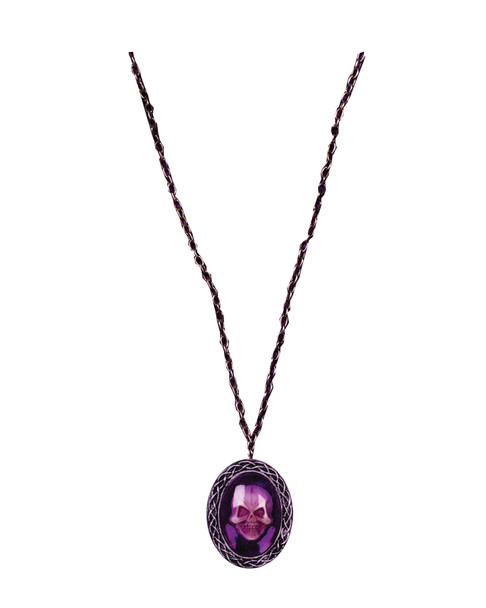 Necklace Gothic Skull Purple Adult
