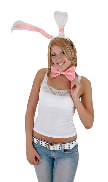 Bunny Ears Bow Tail Set White