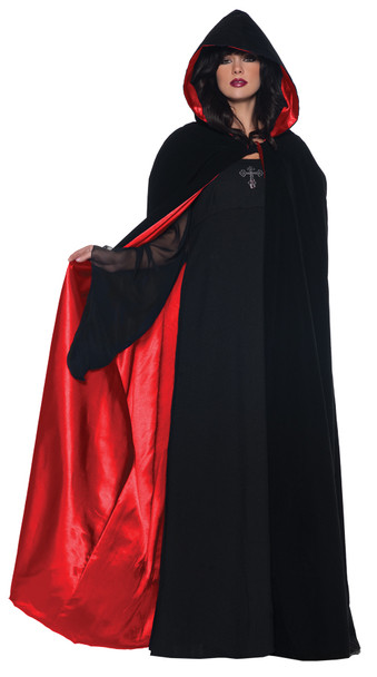 63 Deluxe Velvet & Satin Cape Adult Black/Red