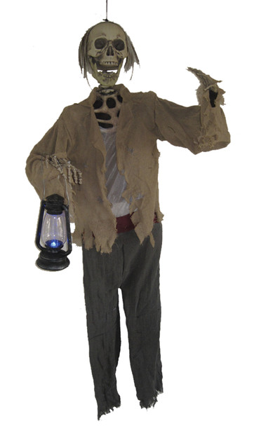 5' Skeleton With Light-Up Lantern Prop