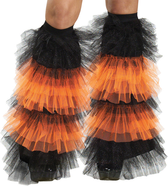 Boots Covers Tulle Ruffle Adult Black/Orange