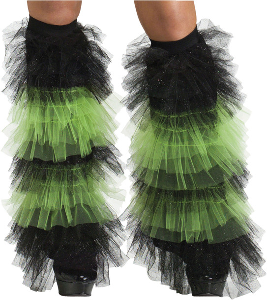 Boots Covers Tulle Ruffle Adult Black/Green