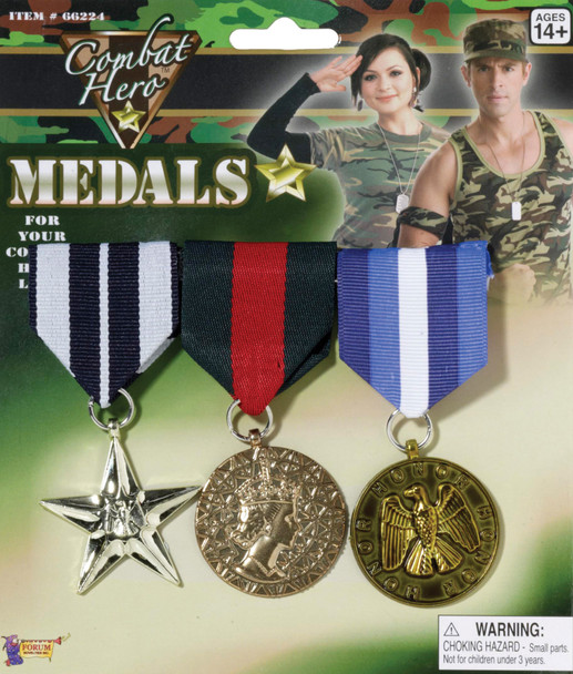 Combat Hero Medals-Set Of 3 Adult