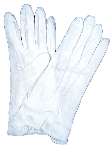 White Cotton Gloves With Snap Adult Large