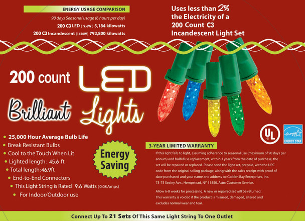 200-Count C3 Holiday Lights Multi