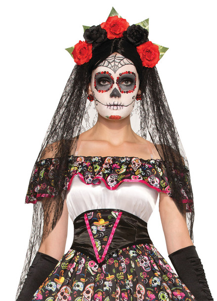 Day Of The Dead Veil Adult