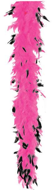 Women's 6' 40 Gram Chandelle Feather Boa Hot Pink Black Tip